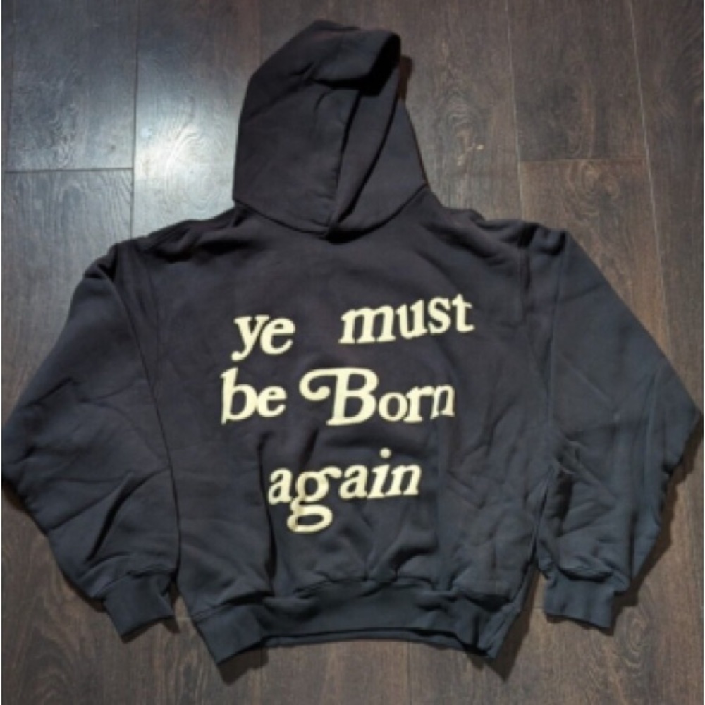 Black Hoodie with Cream Text